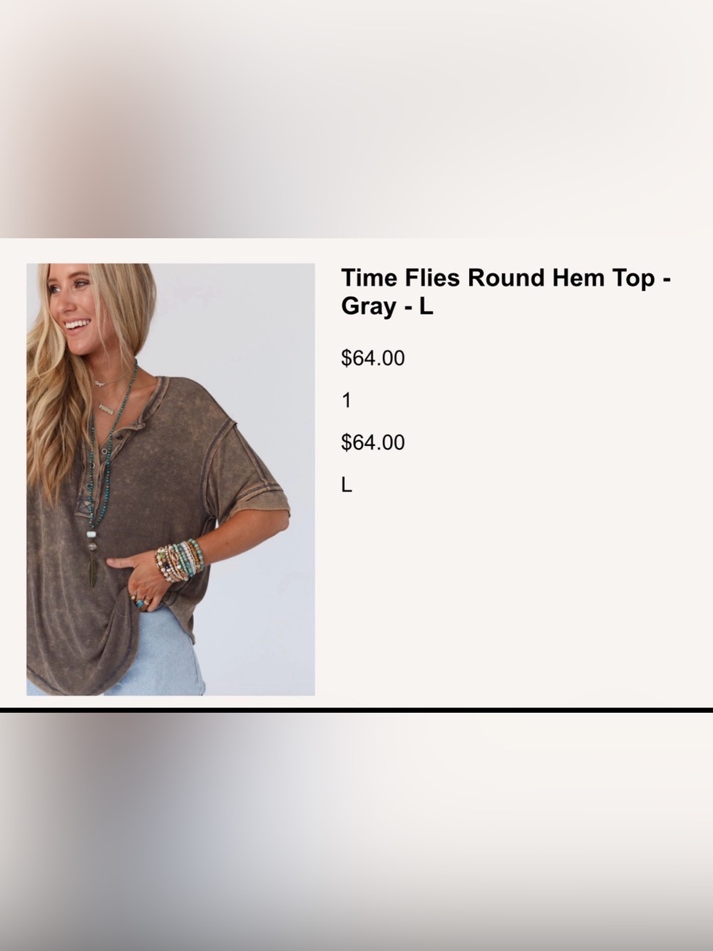 Time Flies Round Hem Top -
Gray - L Women's Casual Oversized Top - Picture 2 of 7